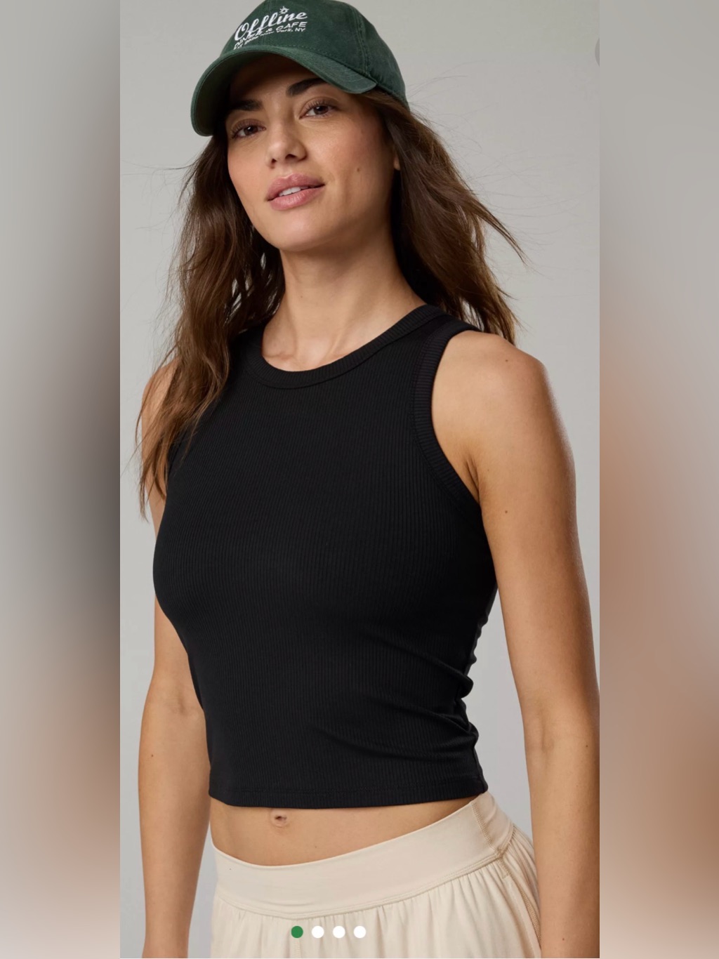 Offline By Aerie Thumbs Up Heavyweight Black Copped Tank Top Sz Xs